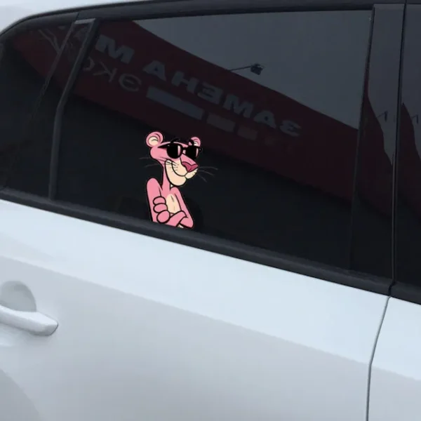 Pink Panther sunglasses decal applied to a car window Pink Panther Sunglasses Car Decal