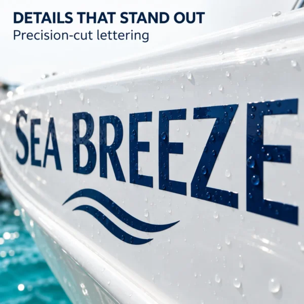 Custom yacht lettering for a hailing port and boat name